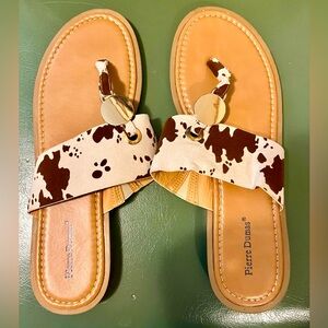 NEW never worn cow print sandals